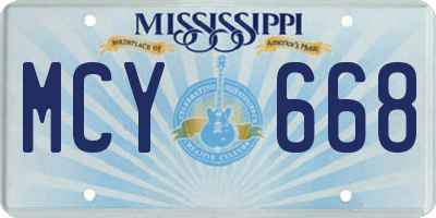MS license plate MCY668