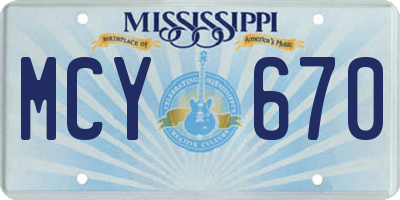 MS license plate MCY670