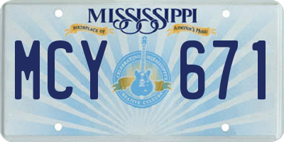 MS license plate MCY671