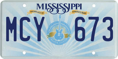 MS license plate MCY673