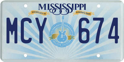 MS license plate MCY674