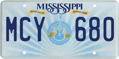 MS license plate MCY680