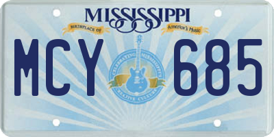 MS license plate MCY685