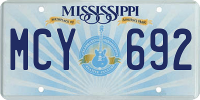 MS license plate MCY692