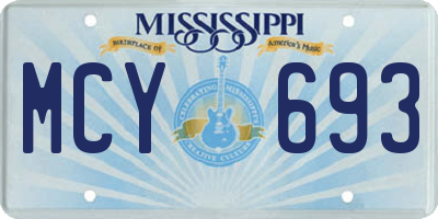 MS license plate MCY693
