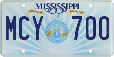 MS license plate MCY700