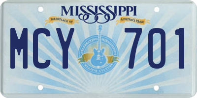 MS license plate MCY701