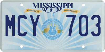 MS license plate MCY703