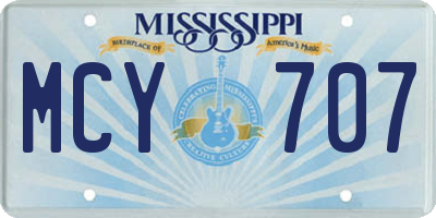 MS license plate MCY707