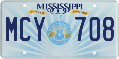 MS license plate MCY708