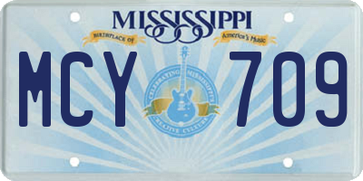 MS license plate MCY709