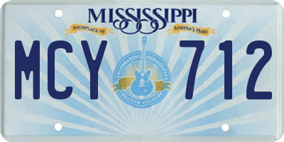 MS license plate MCY712