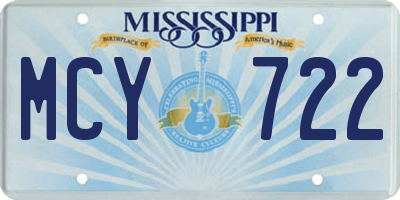 MS license plate MCY722