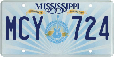 MS license plate MCY724