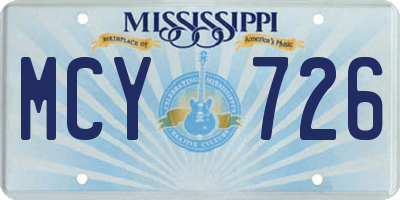 MS license plate MCY726