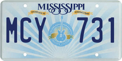 MS license plate MCY731