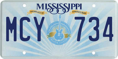 MS license plate MCY734