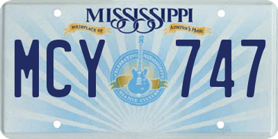 MS license plate MCY747