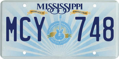 MS license plate MCY748