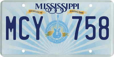MS license plate MCY758