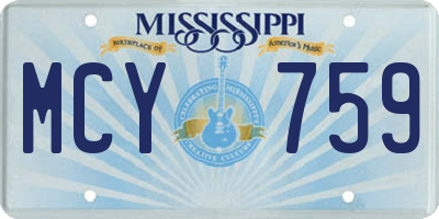 MS license plate MCY759