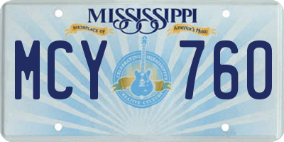 MS license plate MCY760