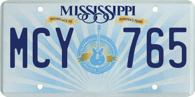 MS license plate MCY765