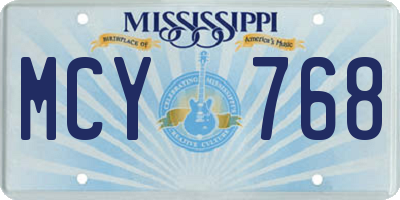MS license plate MCY768