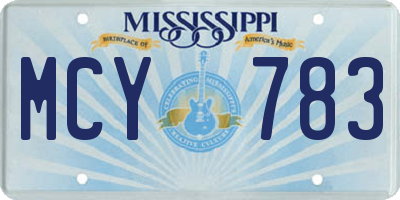 MS license plate MCY783