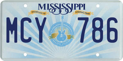 MS license plate MCY786