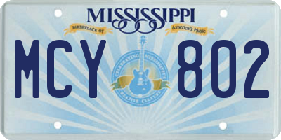 MS license plate MCY802