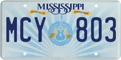 MS license plate MCY803