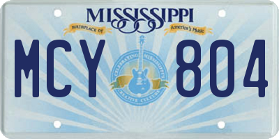 MS license plate MCY804