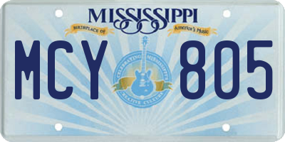 MS license plate MCY805