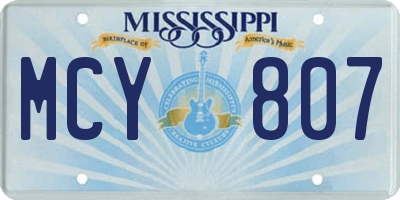 MS license plate MCY807