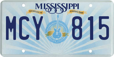 MS license plate MCY815