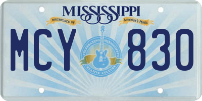 MS license plate MCY830
