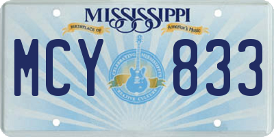 MS license plate MCY833