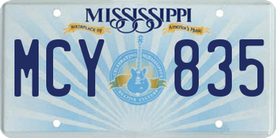 MS license plate MCY835