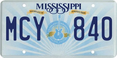 MS license plate MCY840