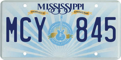 MS license plate MCY845