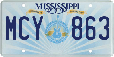 MS license plate MCY863