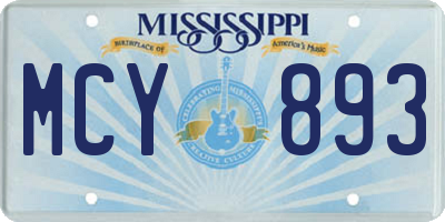 MS license plate MCY893