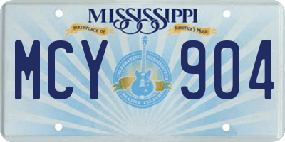 MS license plate MCY904