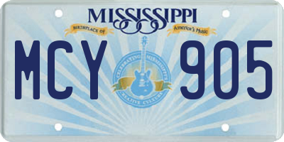 MS license plate MCY905