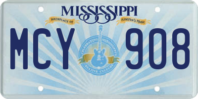MS license plate MCY908