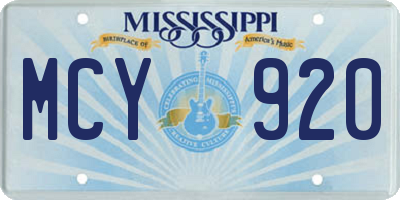 MS license plate MCY920