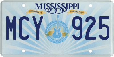 MS license plate MCY925