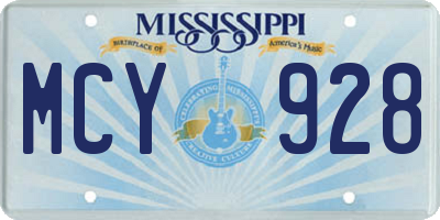 MS license plate MCY928