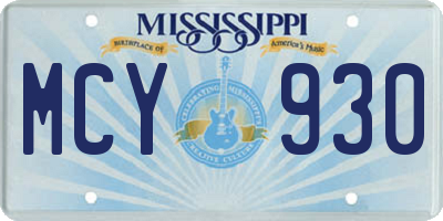MS license plate MCY930